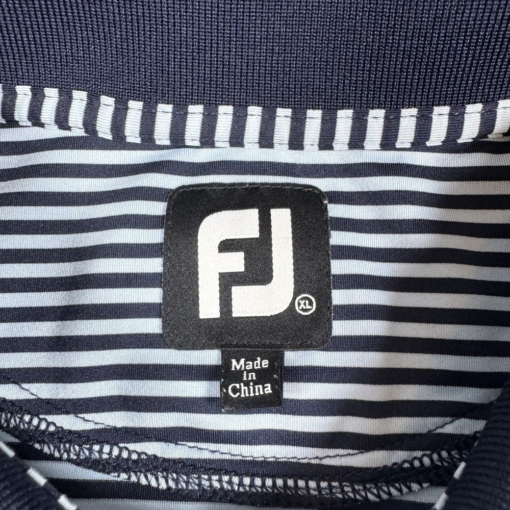 FootJoy FJ Men's XL Navy Striped Golf Polo Shirt Performance - Picture 2 of 8